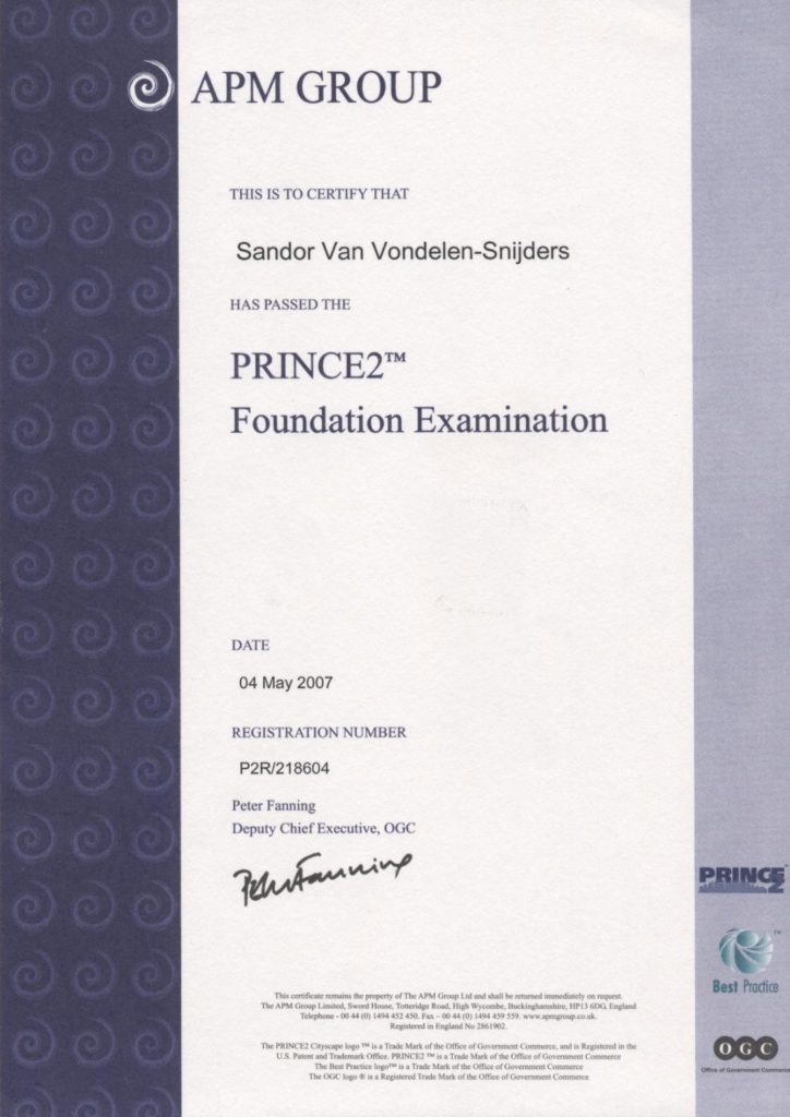 Professional Qualifications Sandor Van Vondelen Snijders