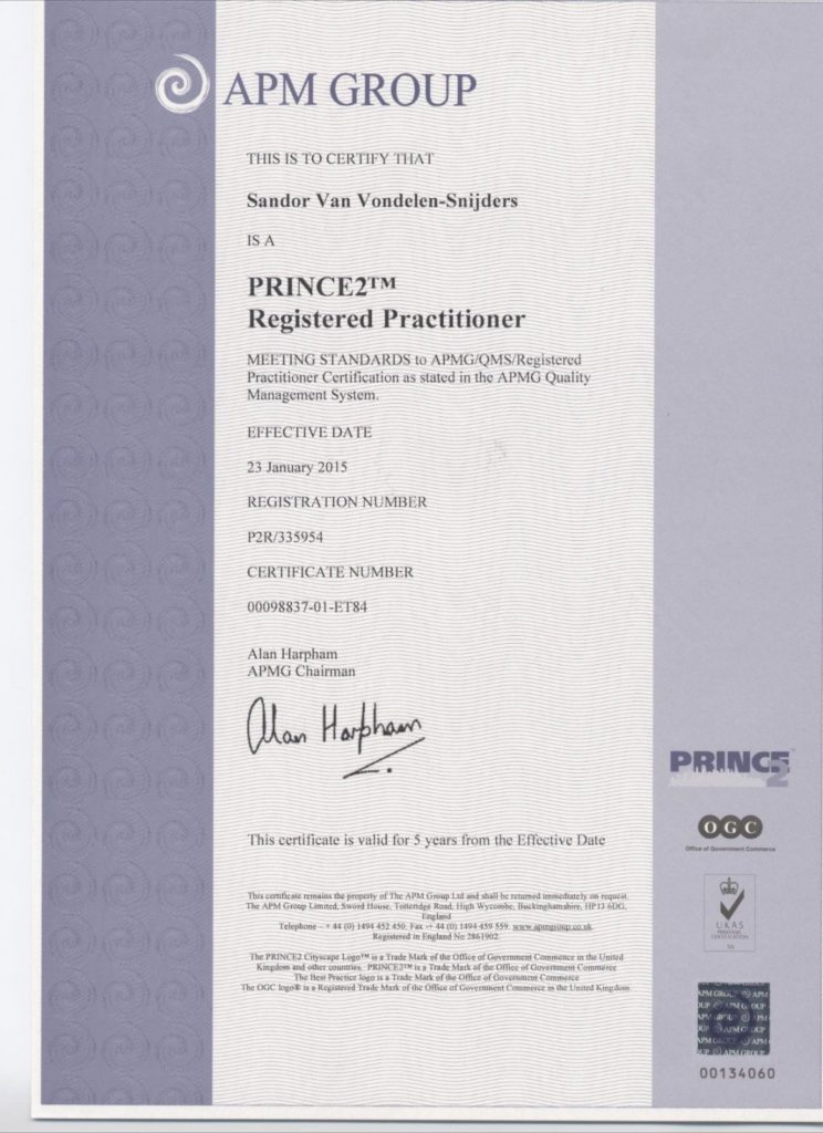 Professional Qualifications Sandor Van Vondelen Snijders